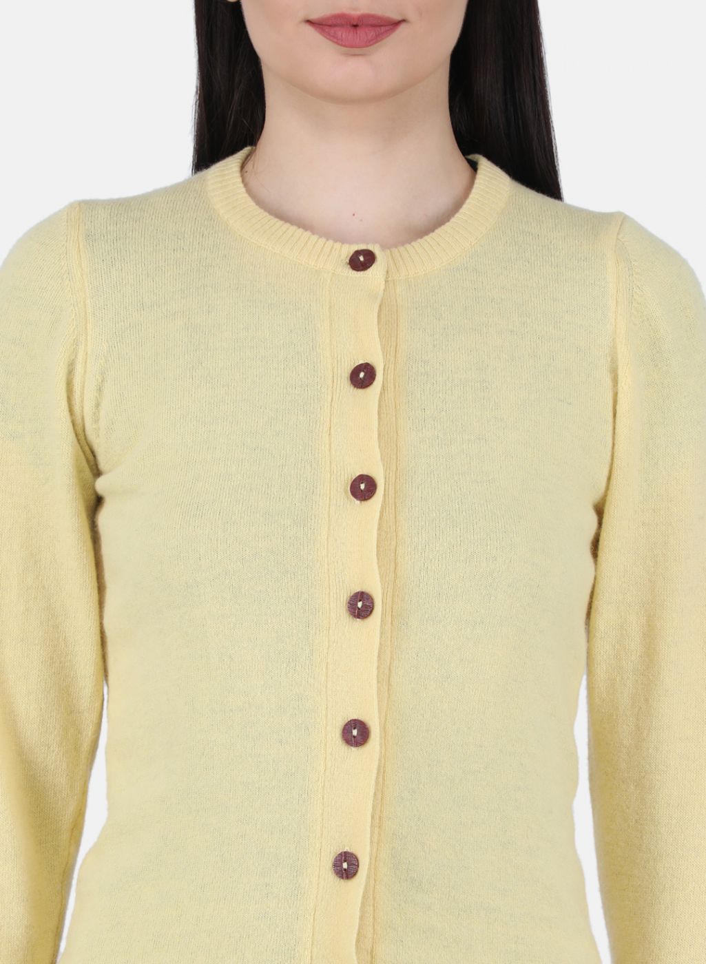 Women Yellow Solid Cardigan