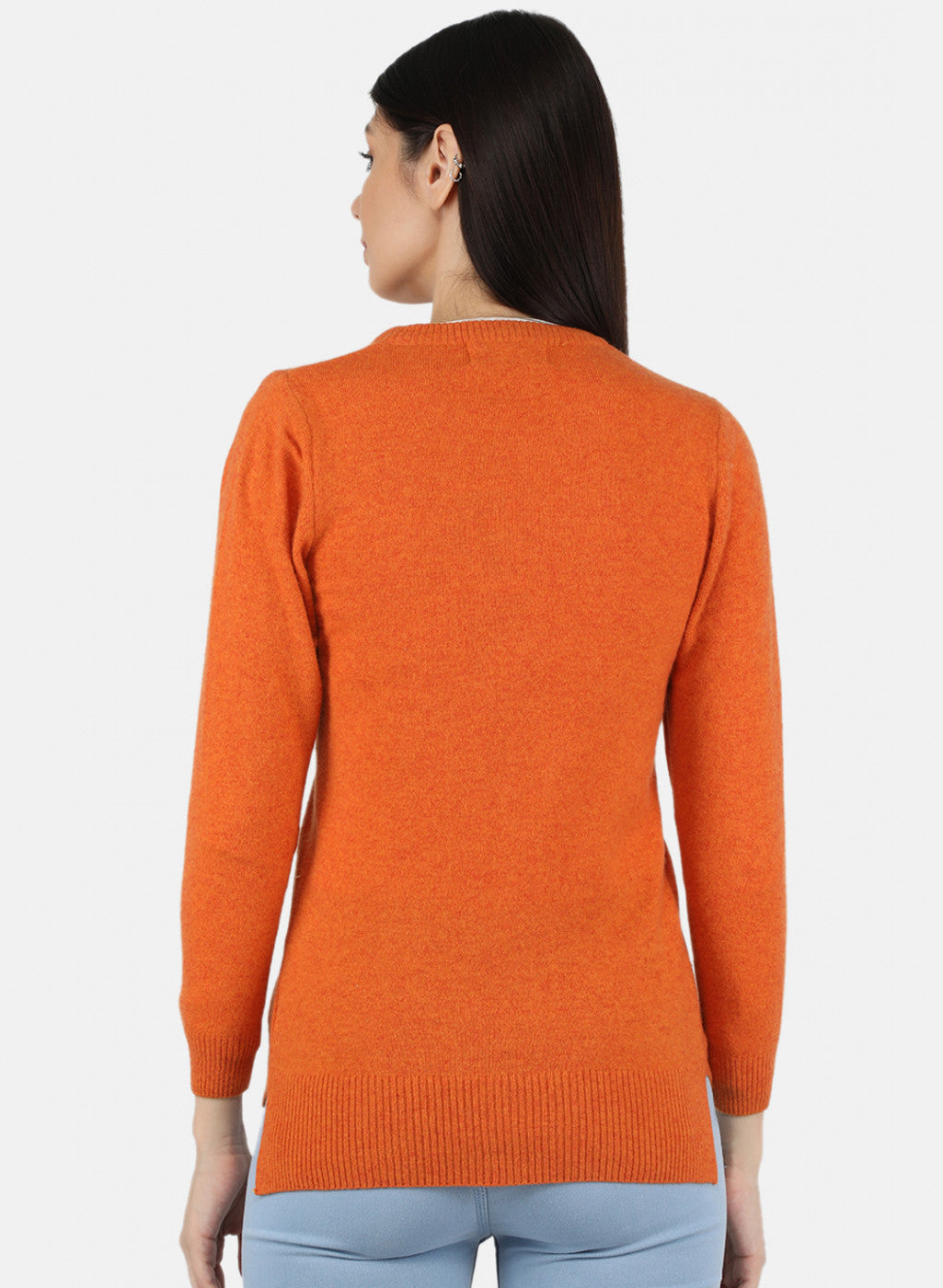 Women Orange Solid Cardigan