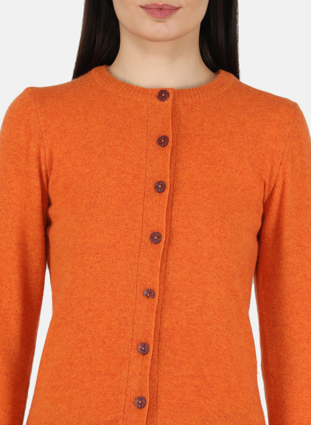 Women Orange Solid Cardigan