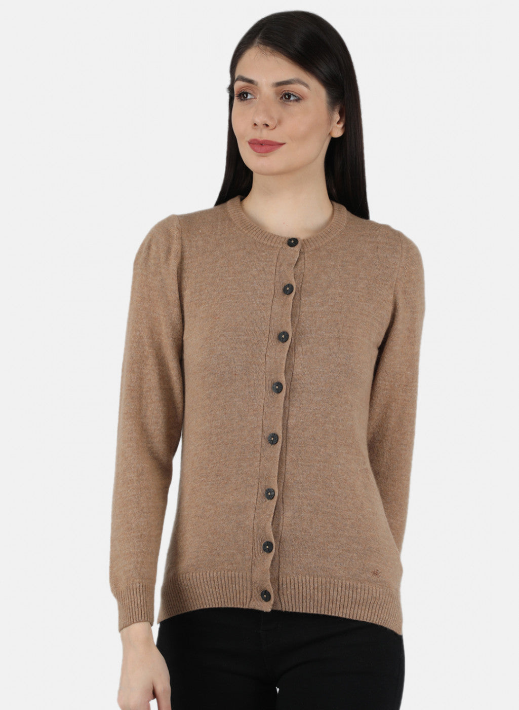 Women Beige Solid Cardigan