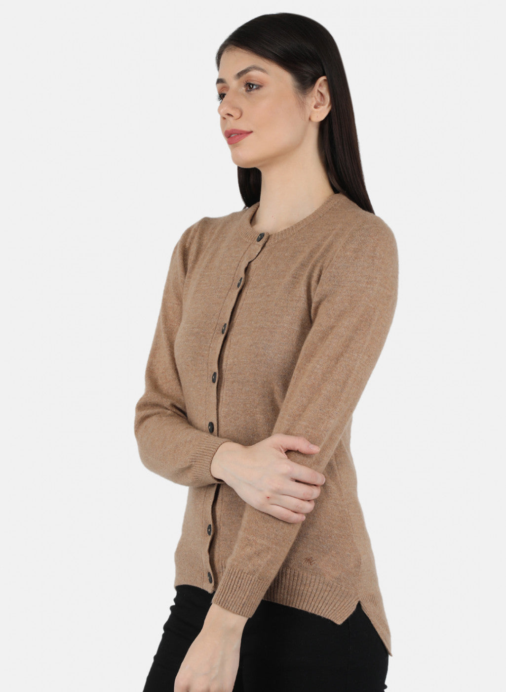 Women Beige Solid Cardigan