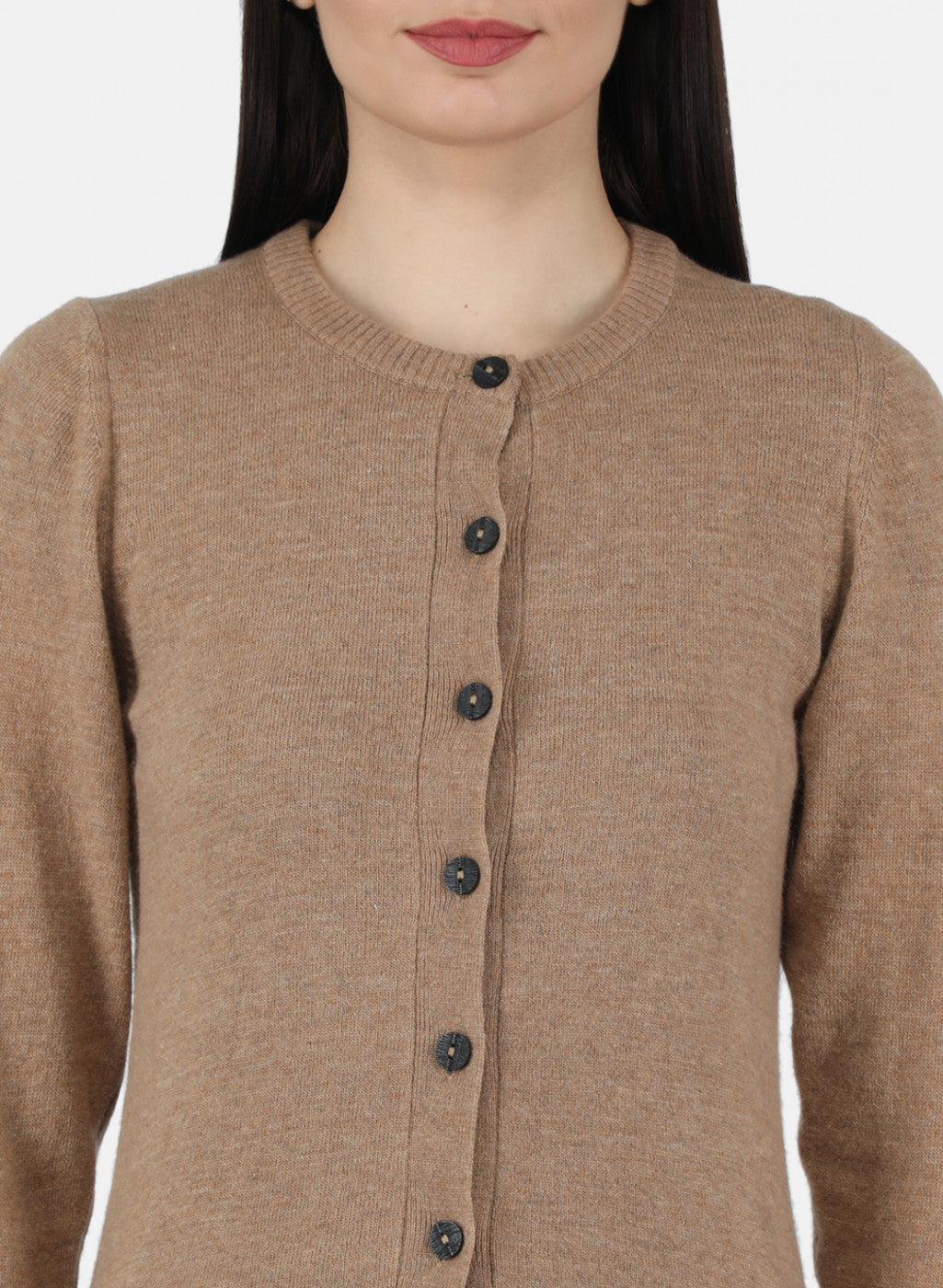 Women Beige Solid Cardigan