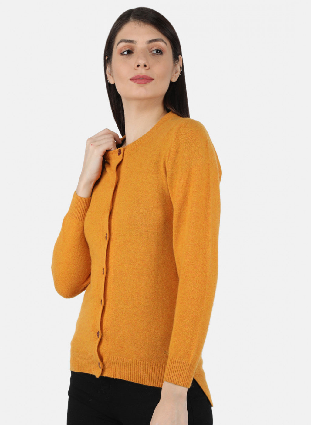 Women Yellow Solid Cardigan