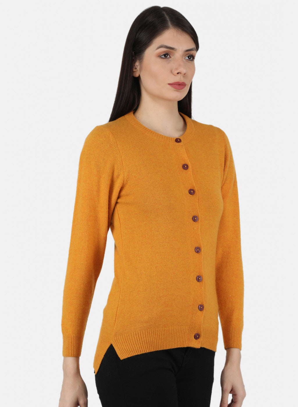 Women Yellow Solid Cardigan