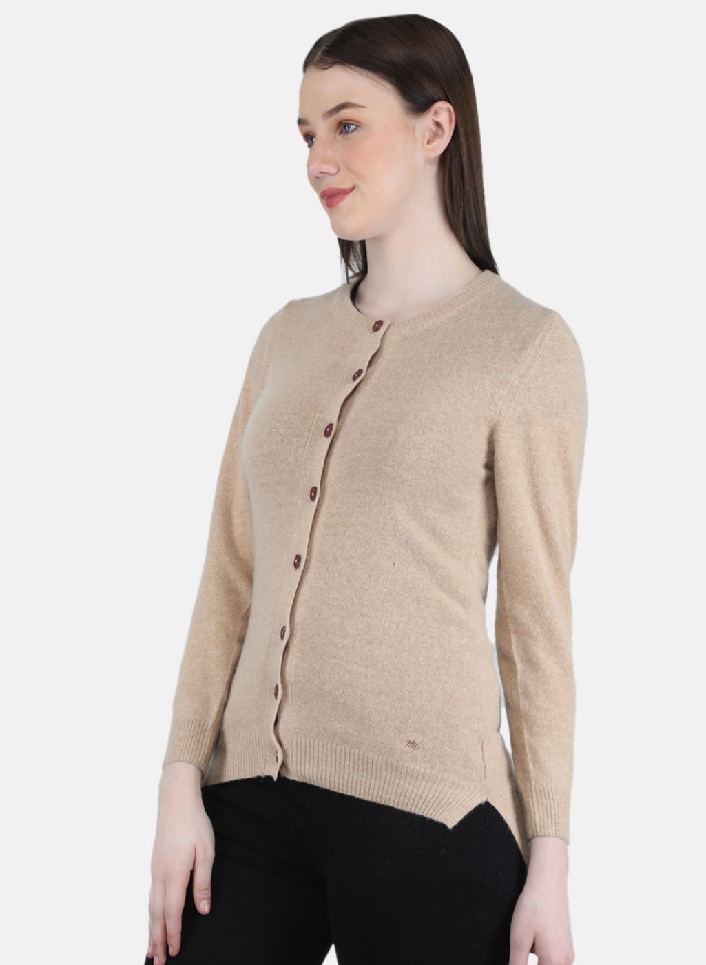 Women Beige Solid Cardigan