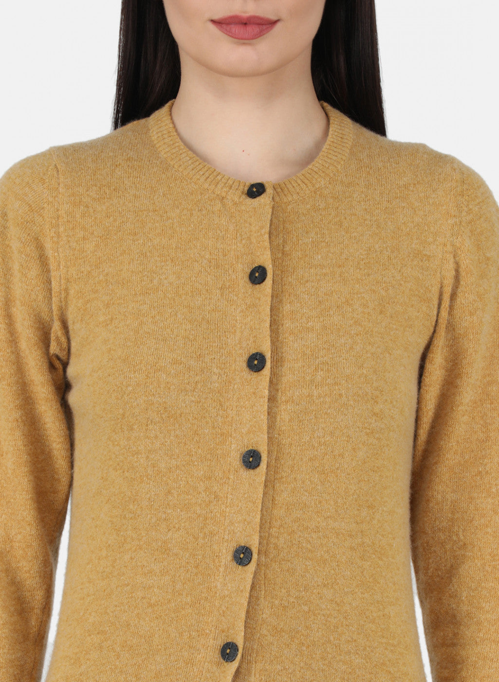 Women Mustard Solid Cardigan