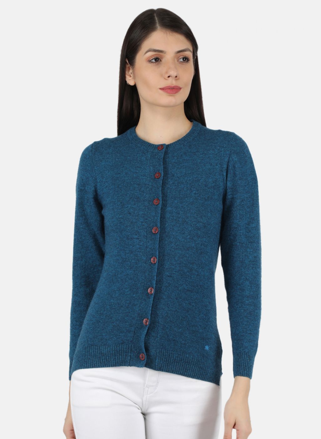 Women Blue Solid Cardigan