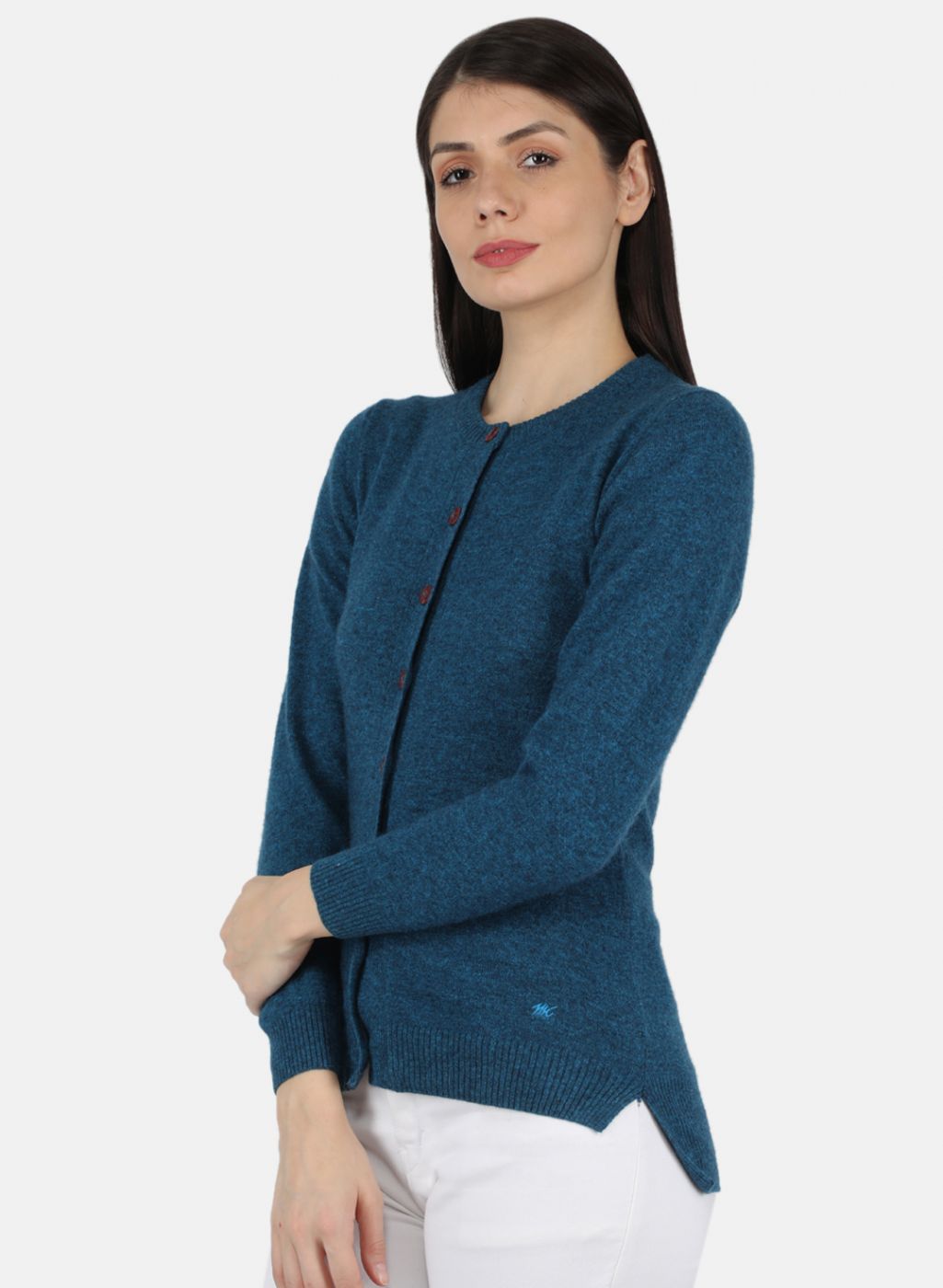 Women Blue Solid Cardigan