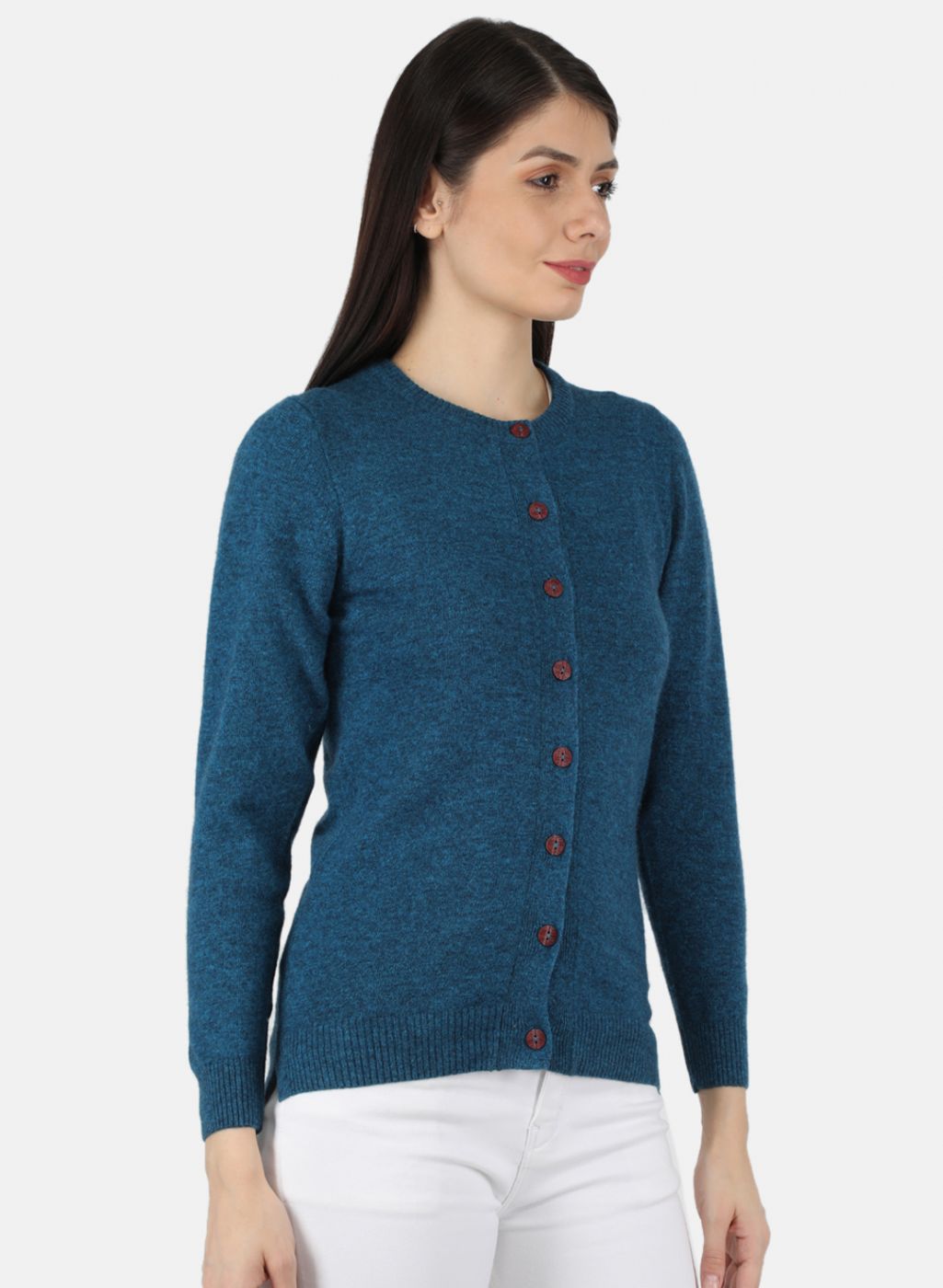 Women Blue Solid Cardigan