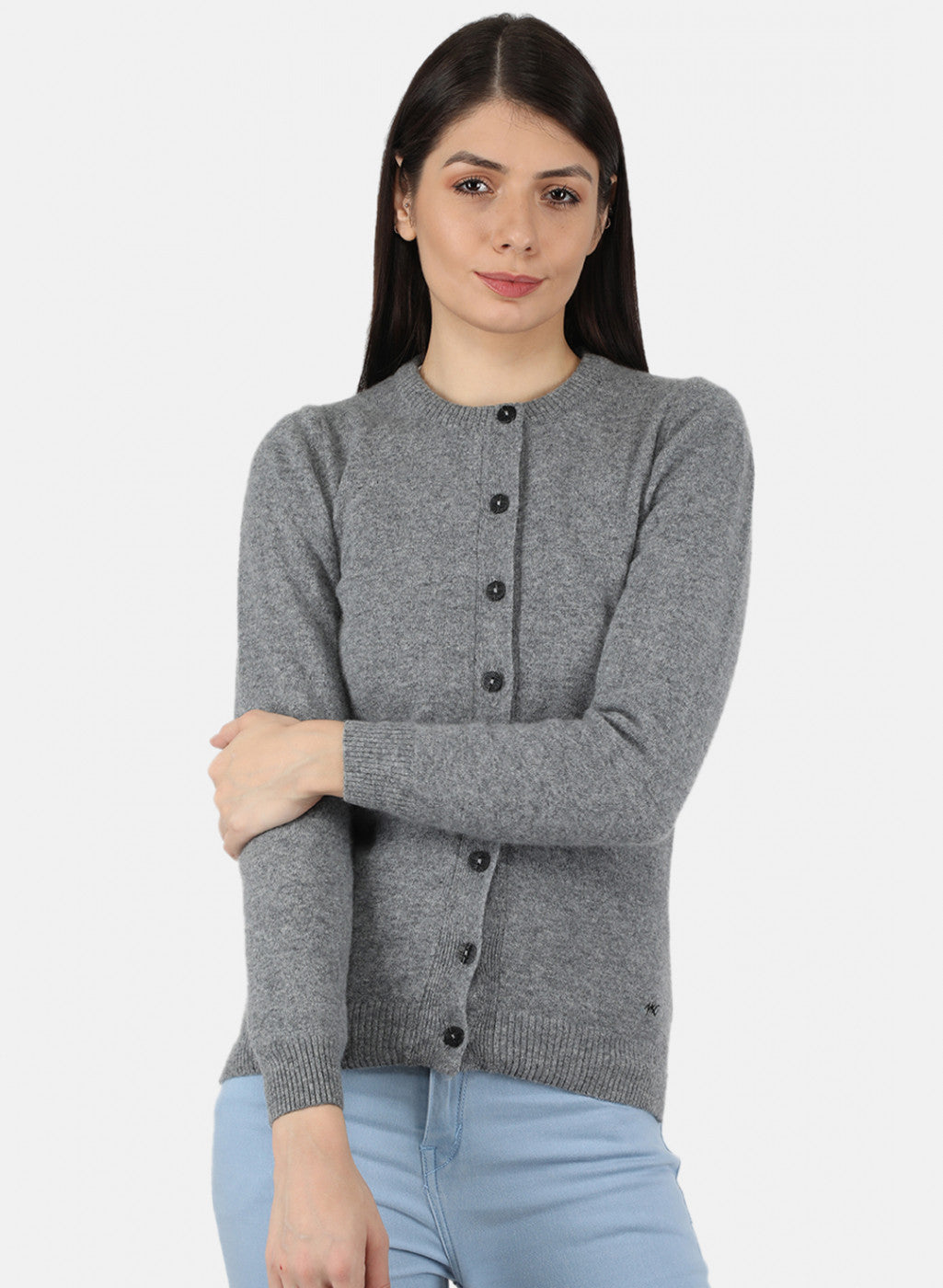 Women Grey Solid Cardigan