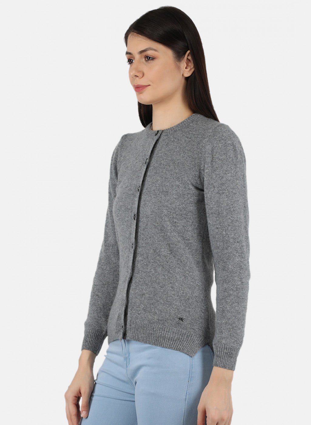 Women Grey Solid Cardigan