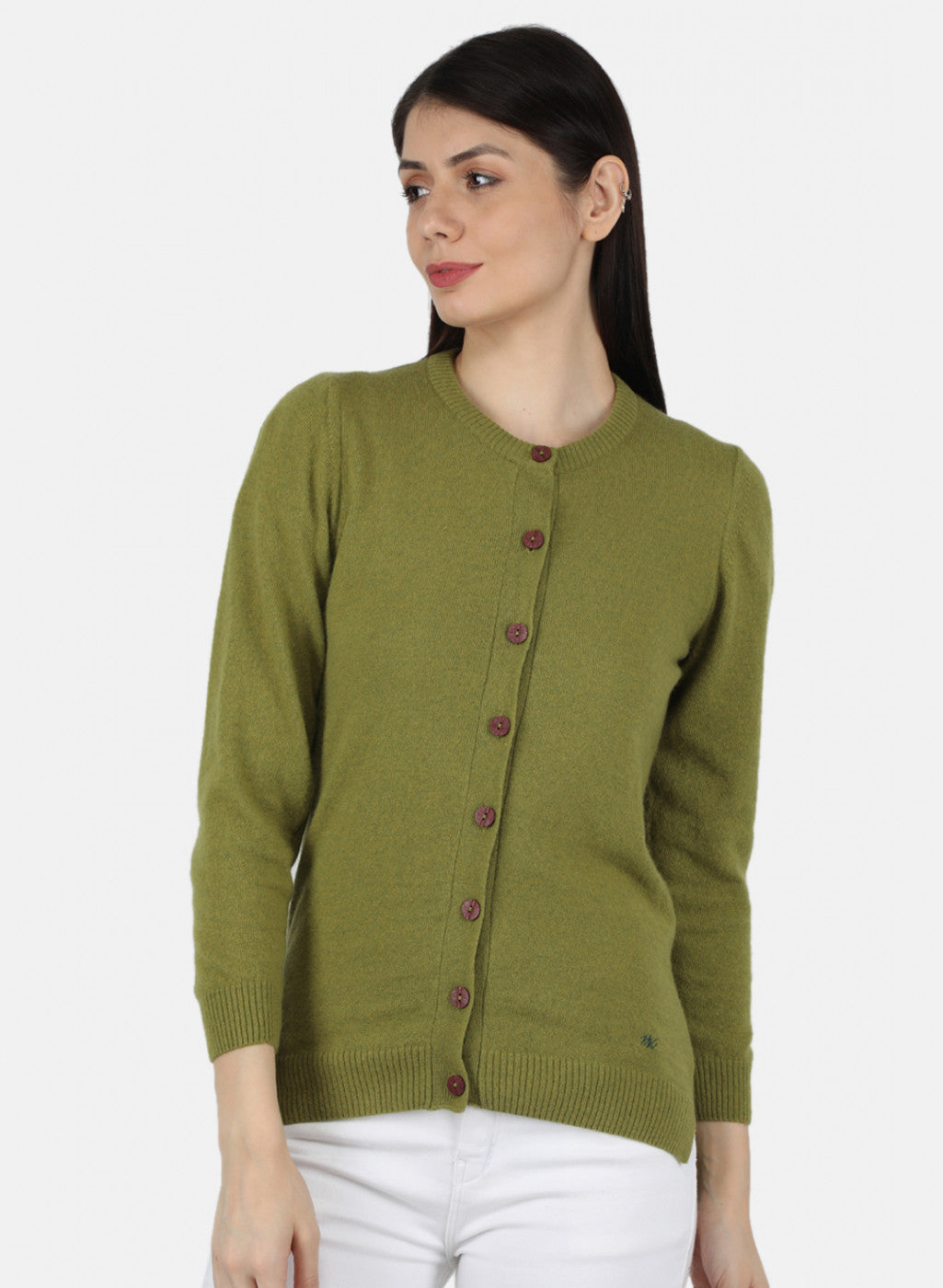 Women Green Solid Cardigan