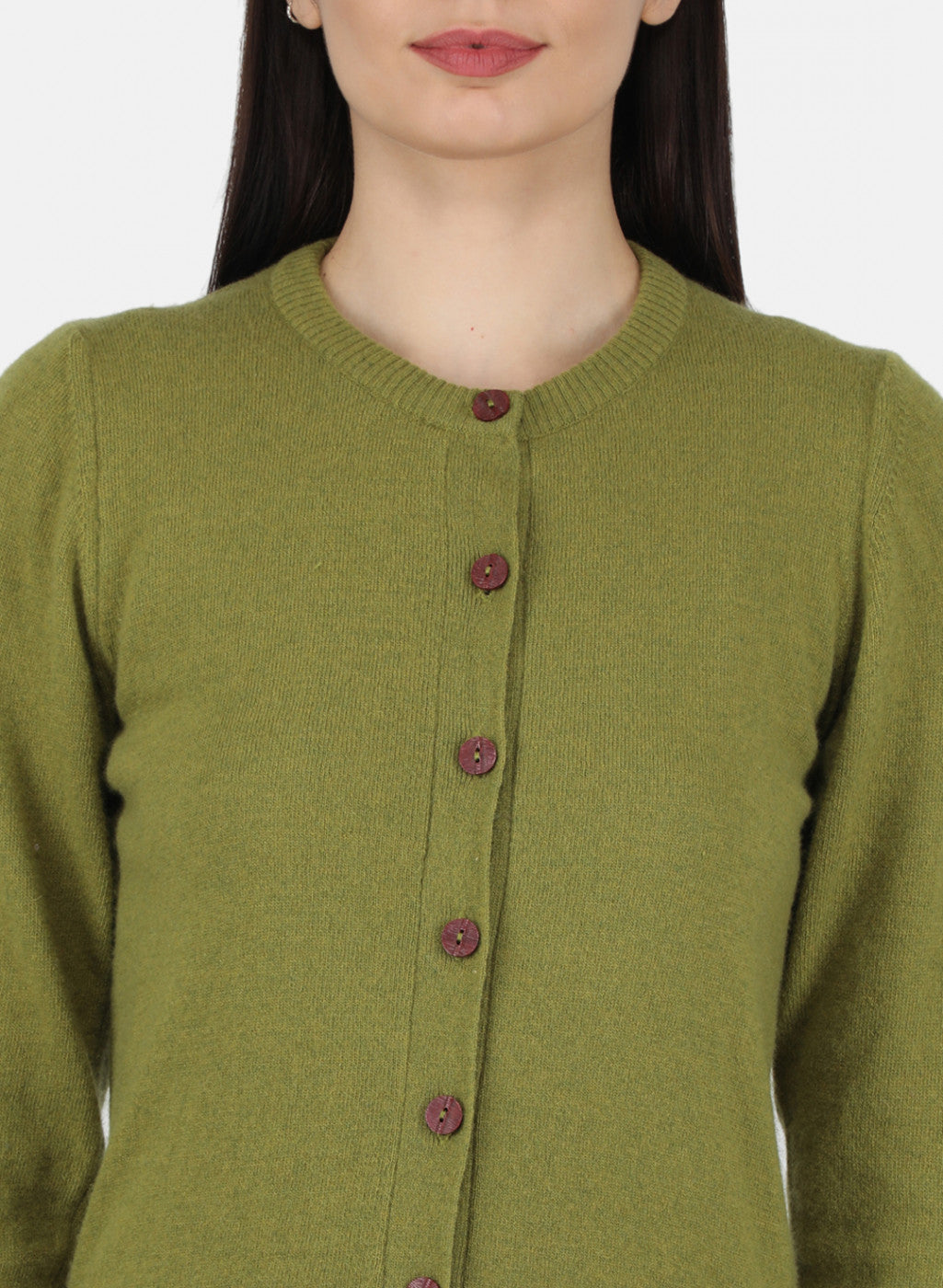 Women Green Solid Cardigan