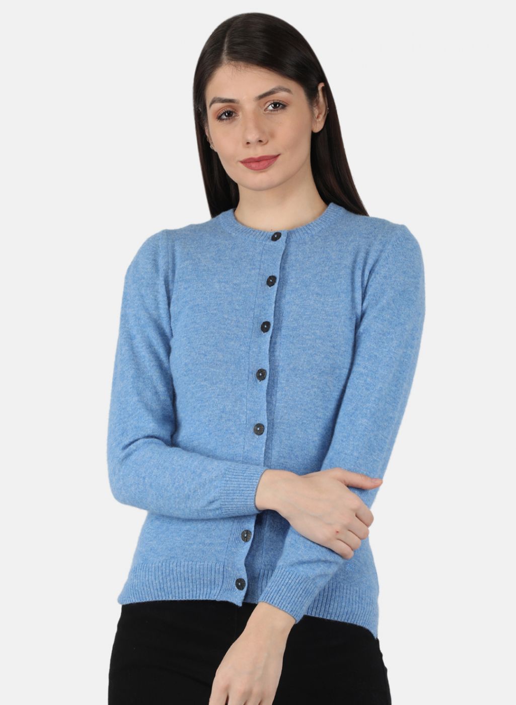 Women Blue Solid Cardigan