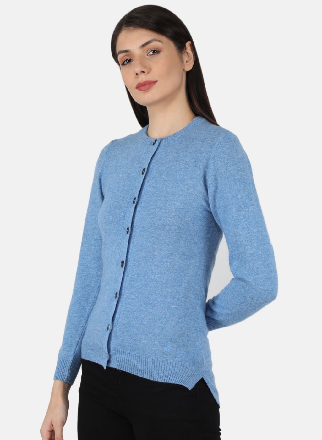 Women Blue Solid Cardigan