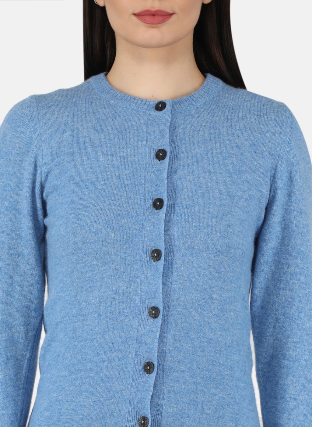 Women Blue Solid Cardigan