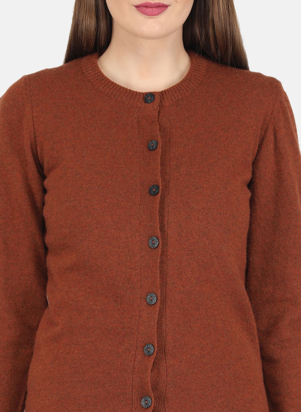 Women Brown Solid Cardigan