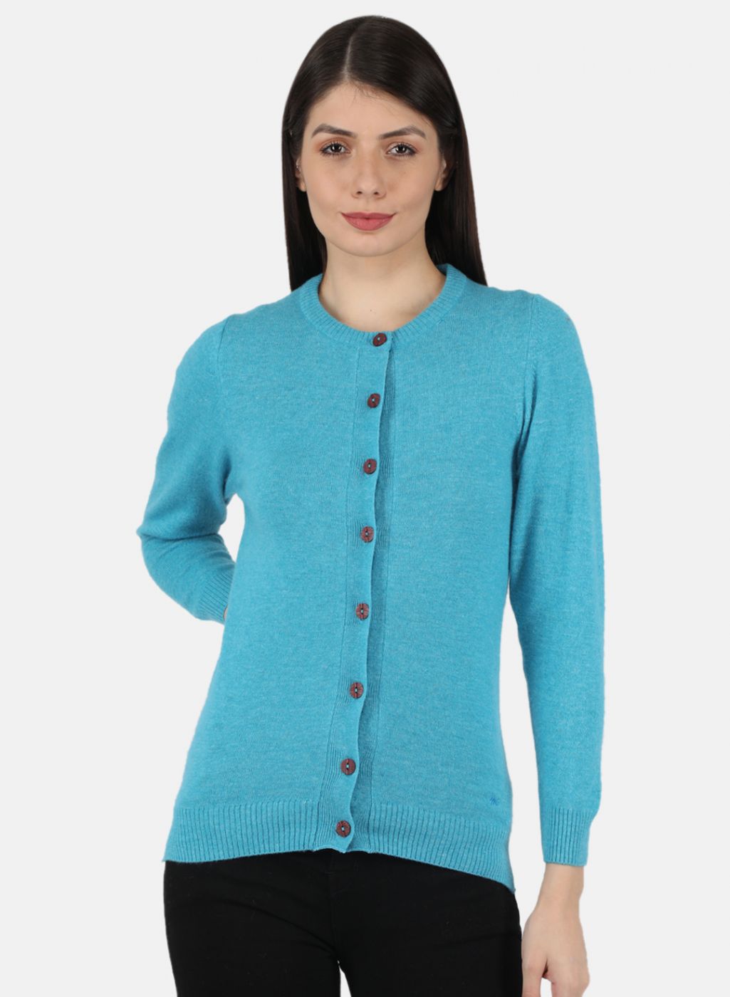 Women Blue Solid Cardigan