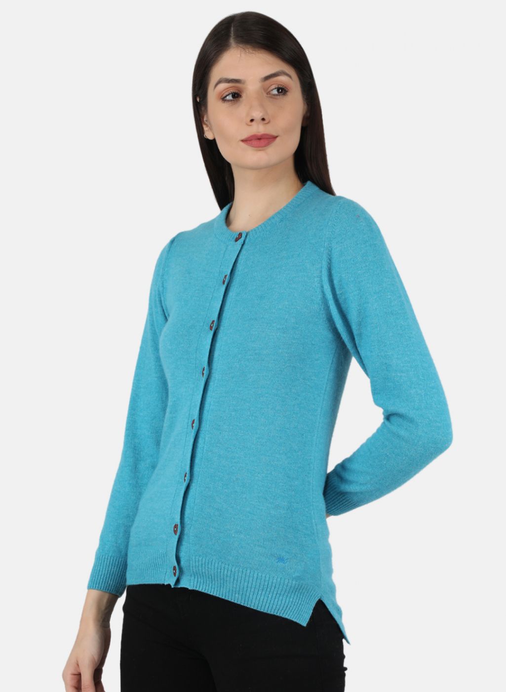 Women Blue Solid Cardigan