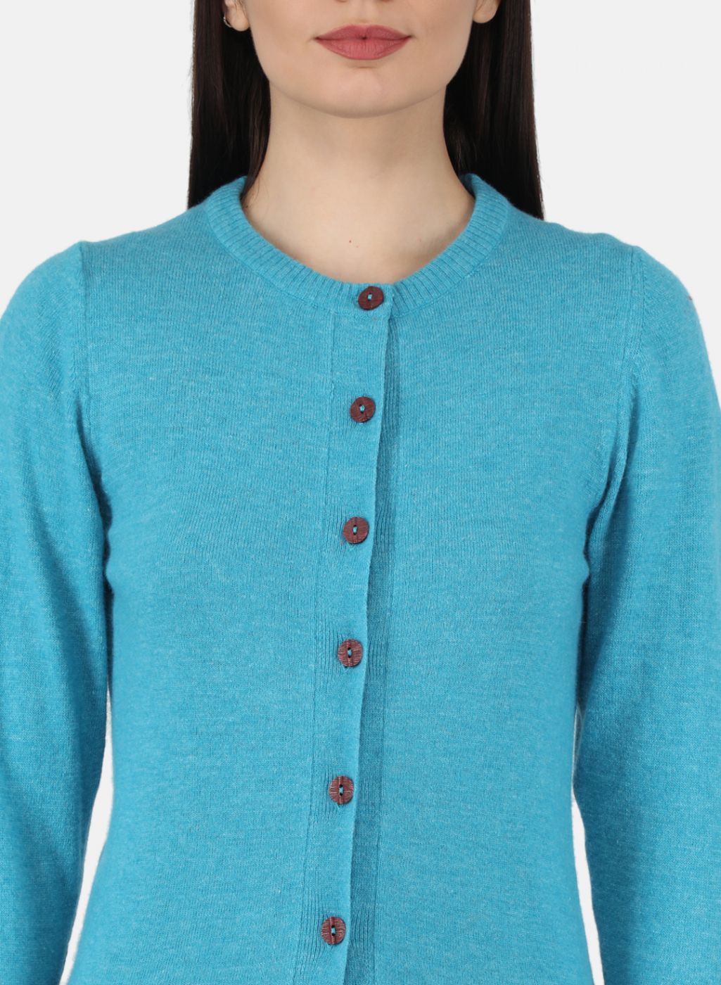 Women Blue Solid Cardigan