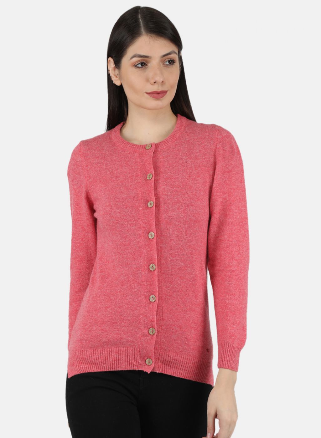 Women Pink Solid Cardigan