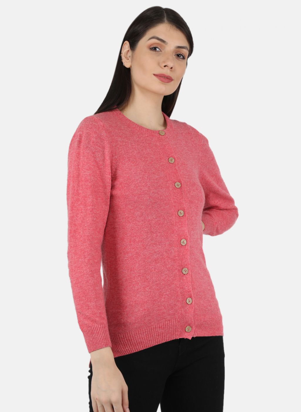 Women Pink Solid Cardigan