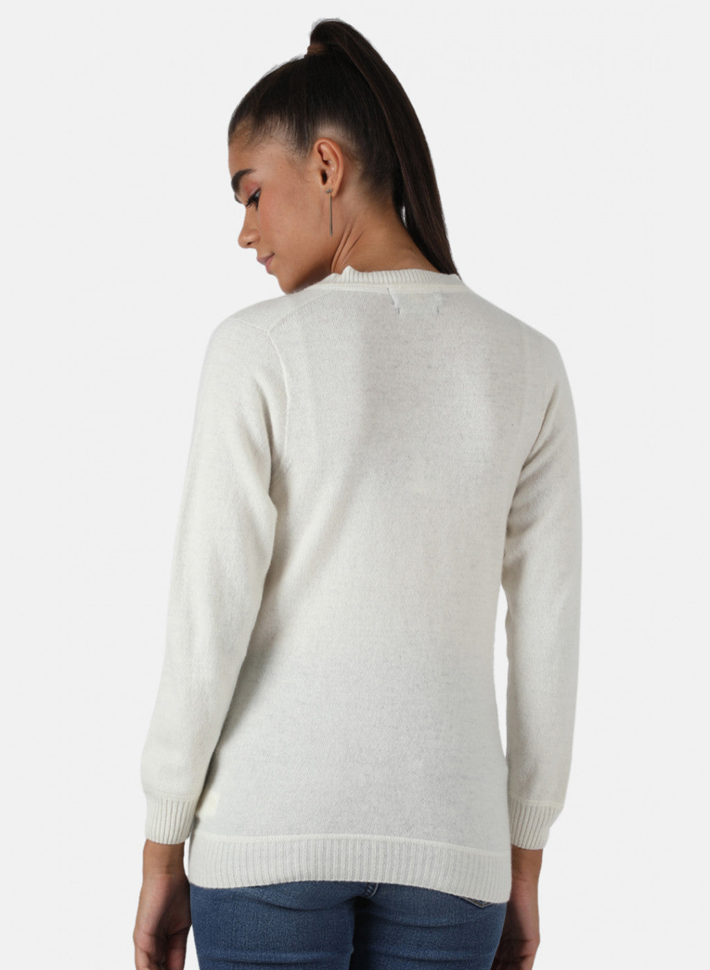 Women White Solid Cardigan