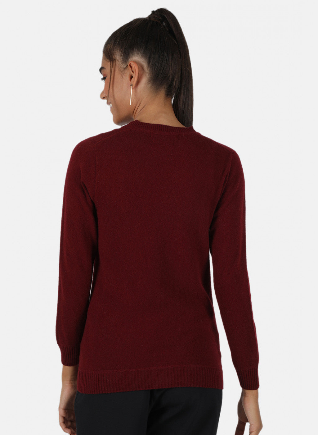 Women Maroon Solid Cardigan