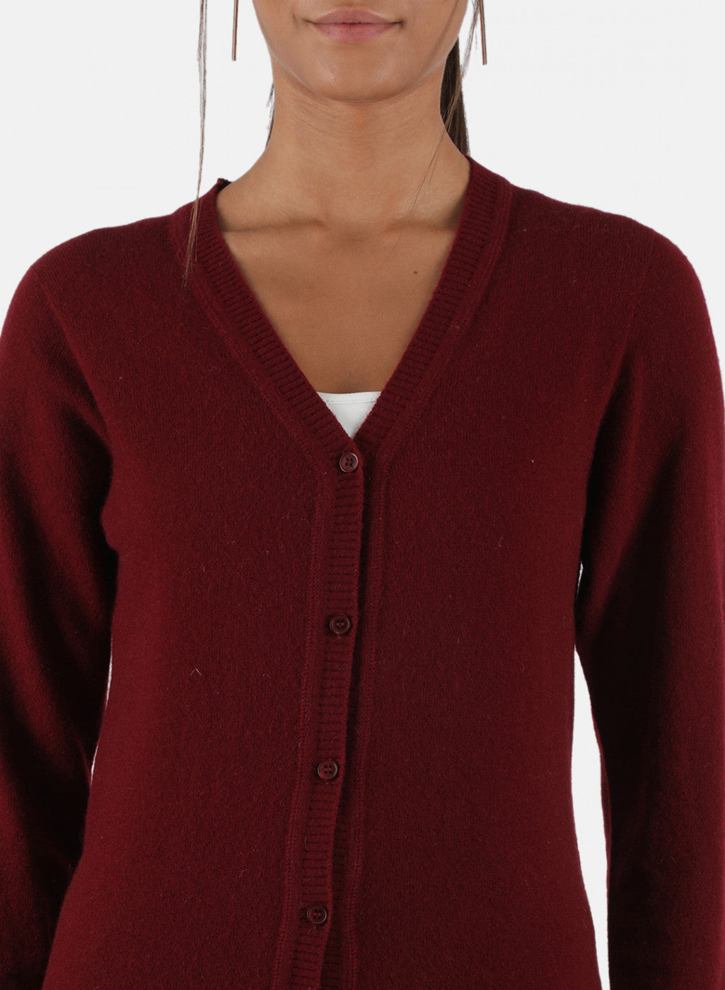 Women Maroon Solid Cardigan