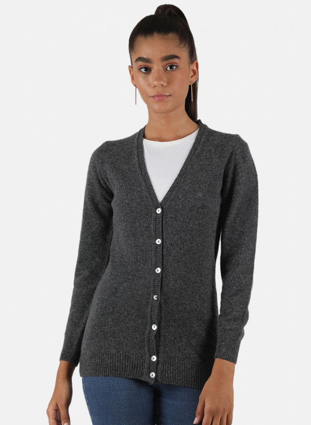 Women Grey Solid Cardigan