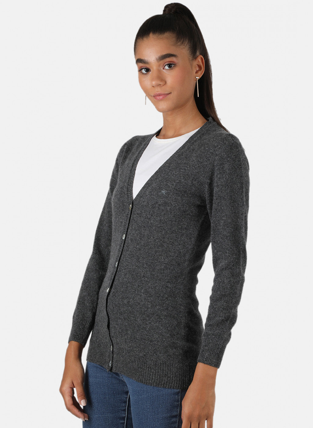 Women Grey Solid Cardigan