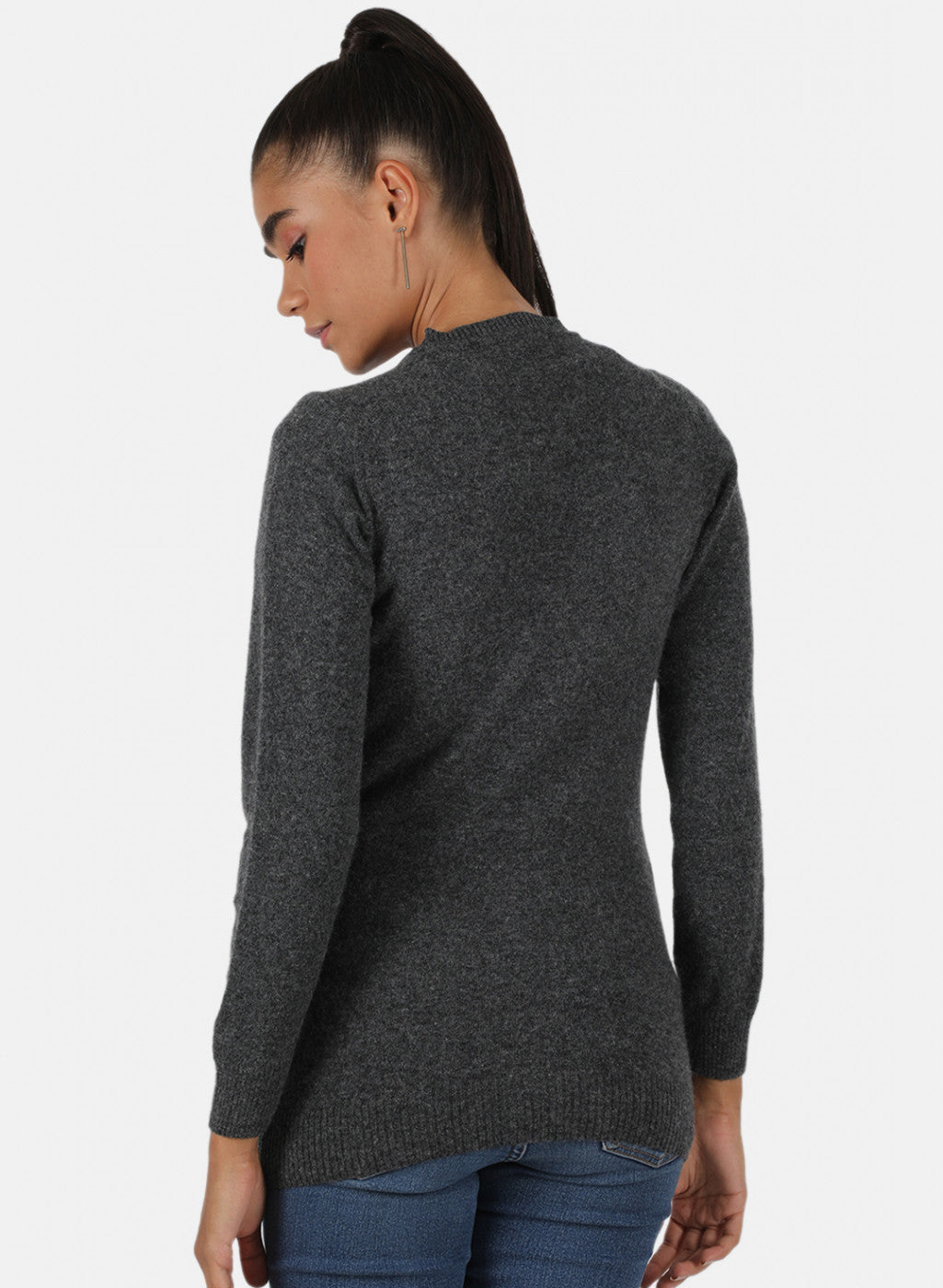 Women Grey Solid Cardigan