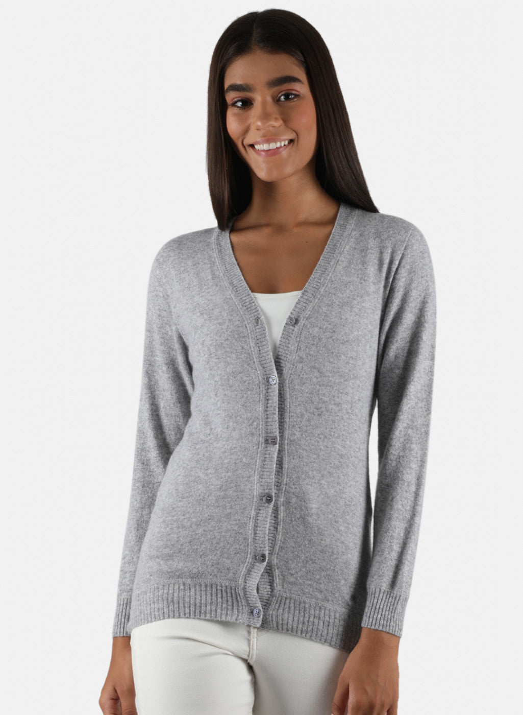 Women Grey Solid Cardigan