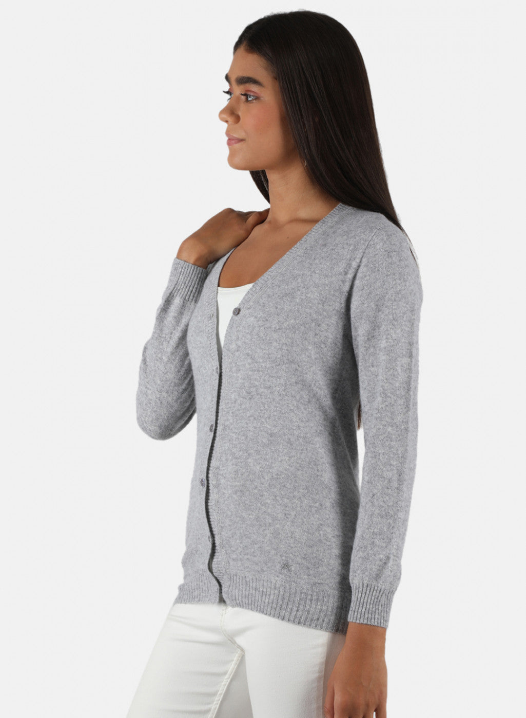 Women Grey Solid Cardigan