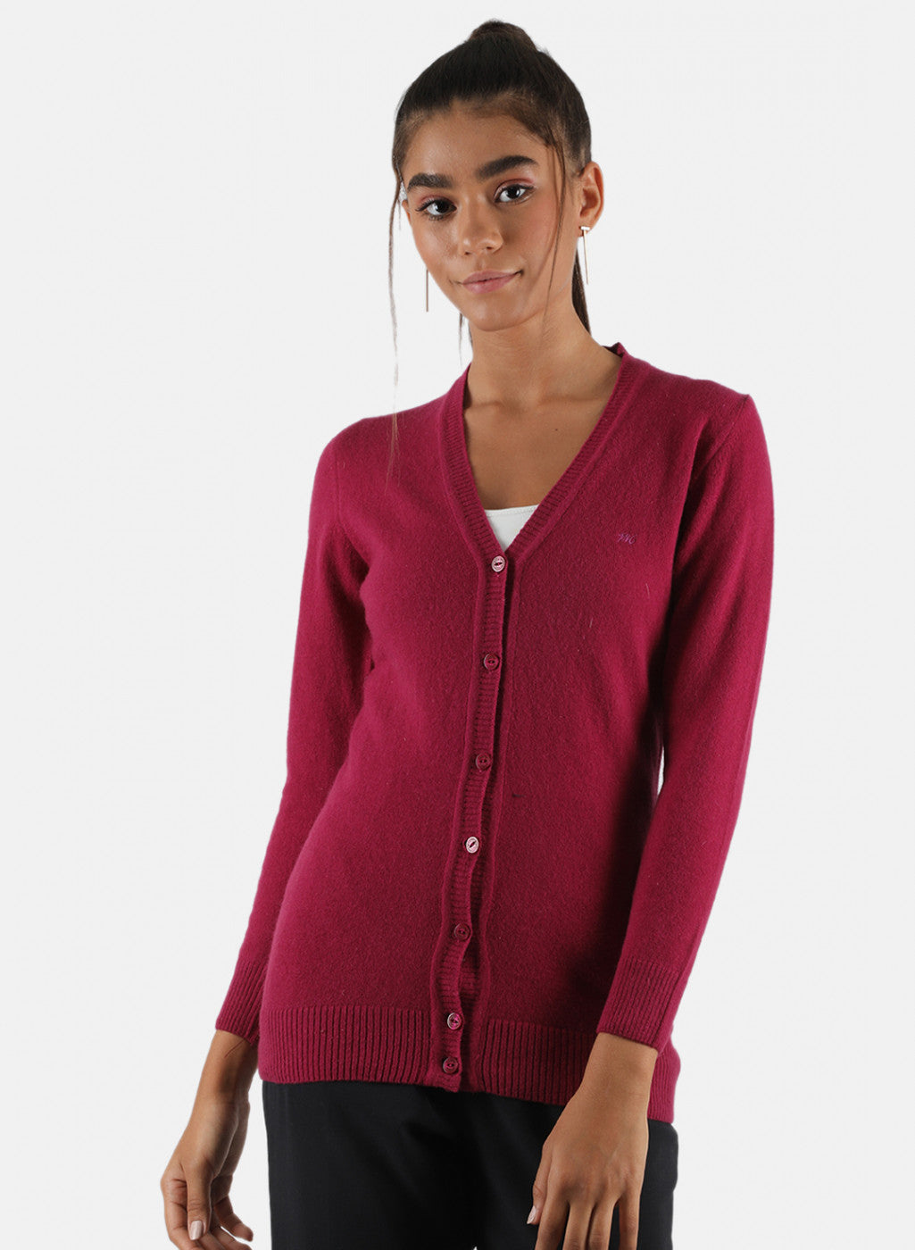 Women Pink Solid Cardigan