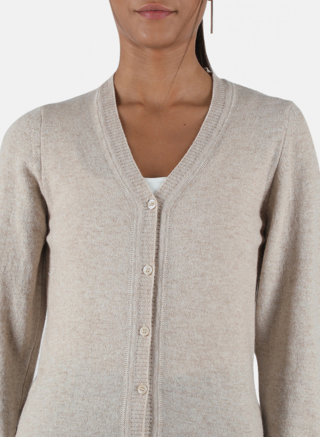 Women Beige Solid Cardigan