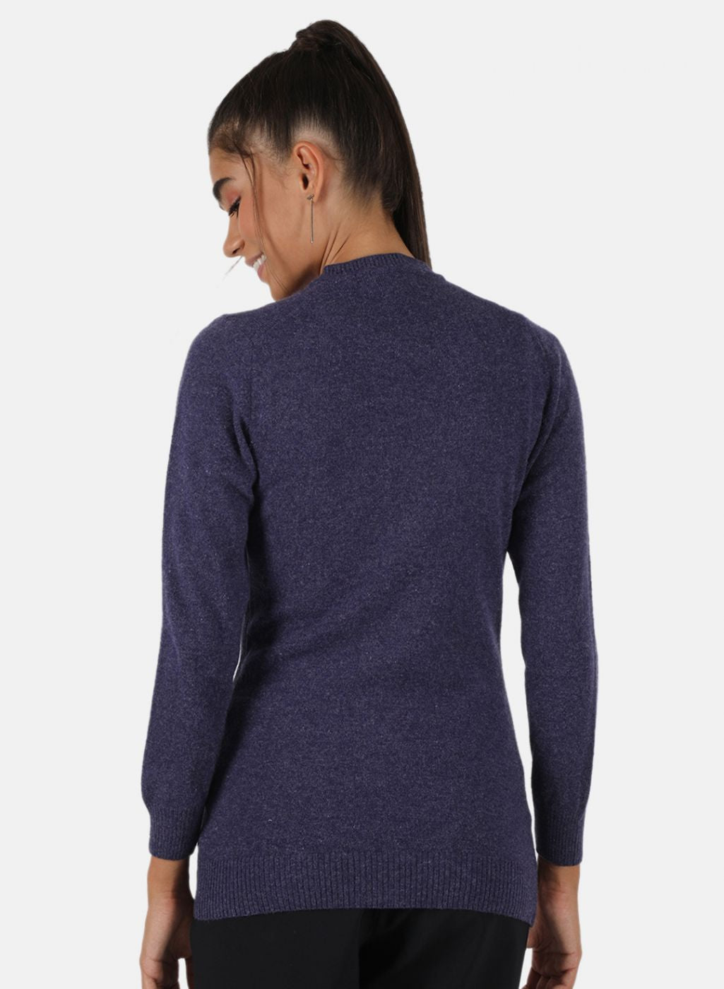 Women Purple Solid Cardigan