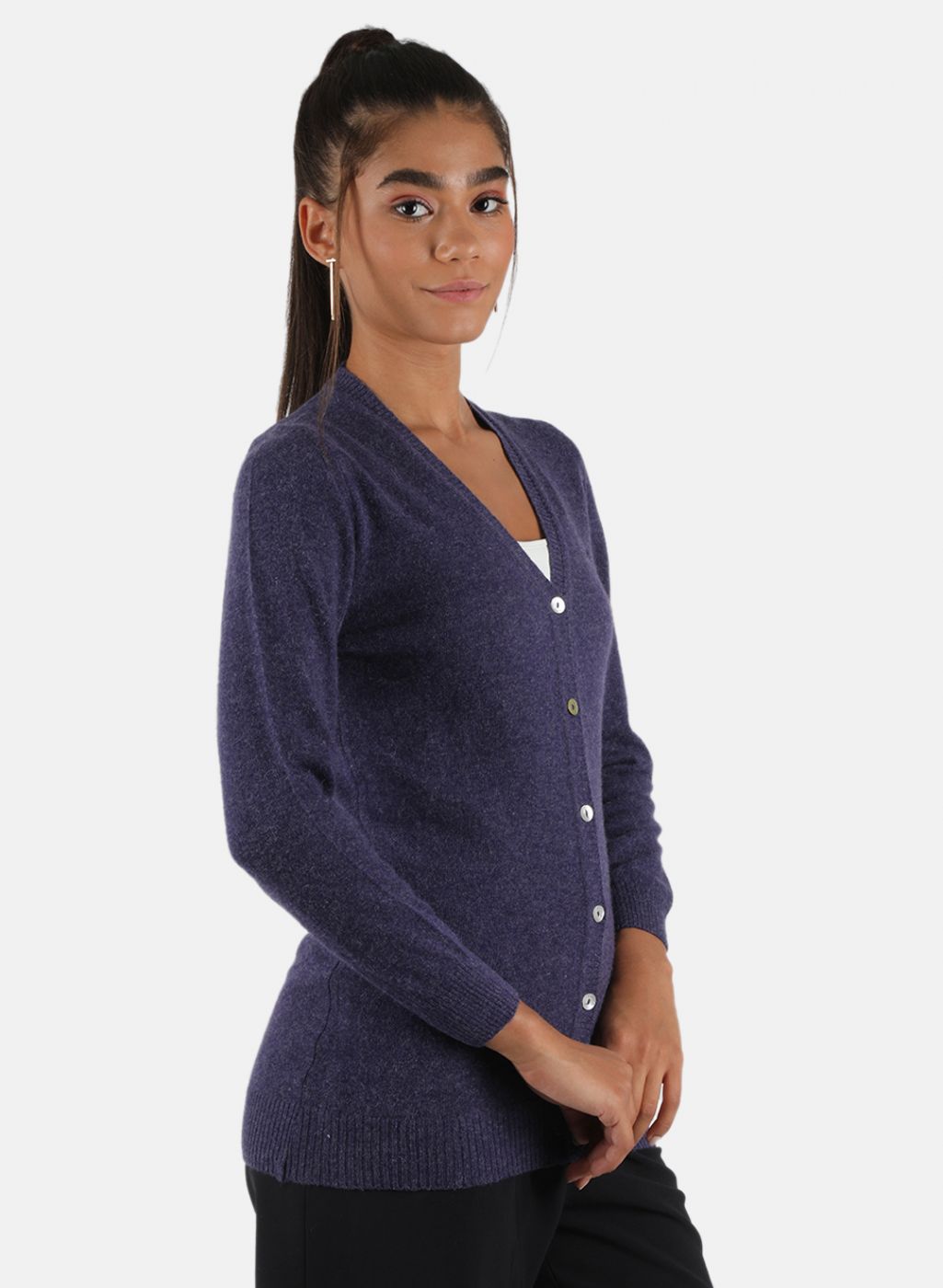 Women Purple Solid Cardigan