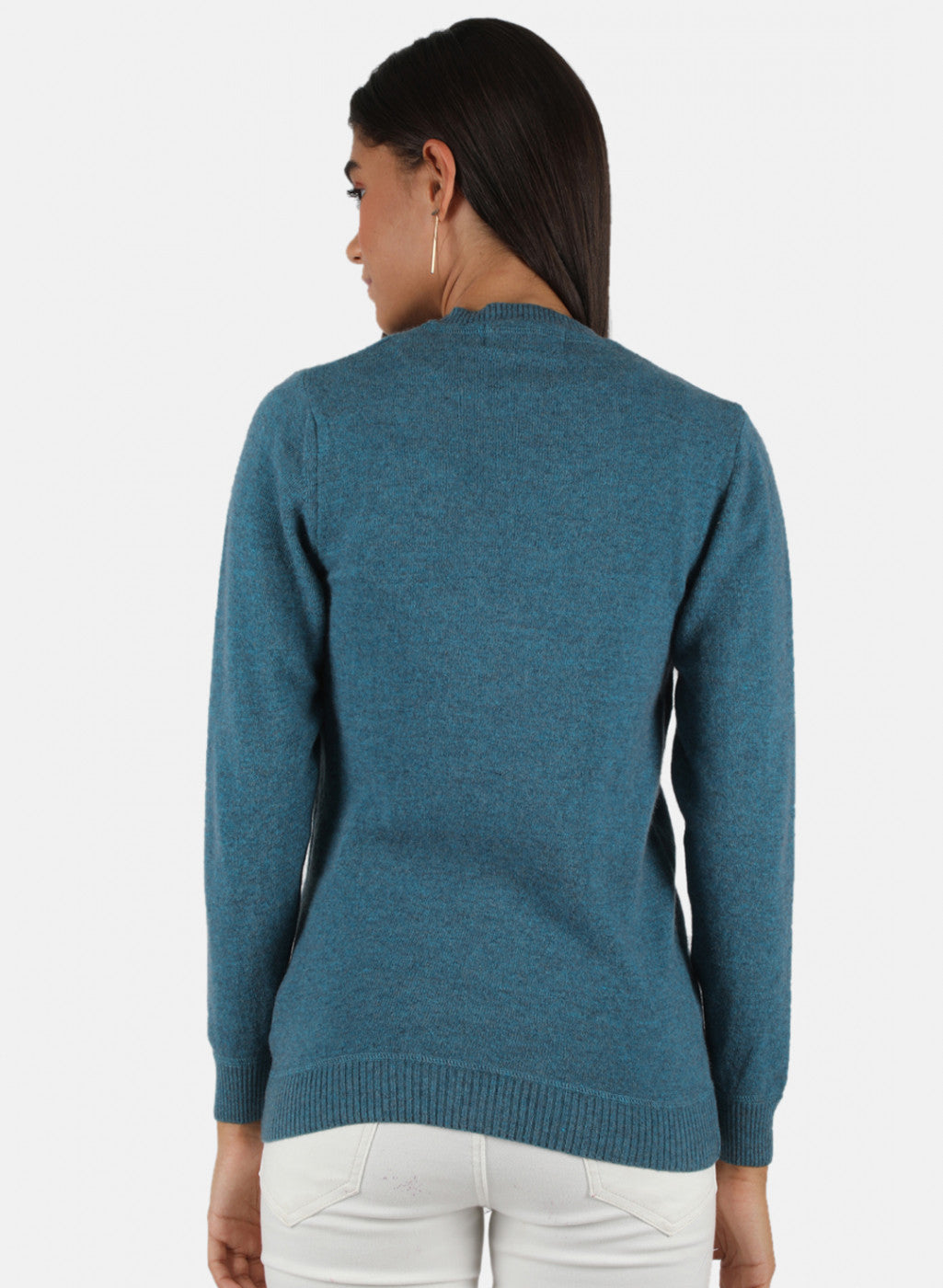 Women Teal Blue Solid Cardigan