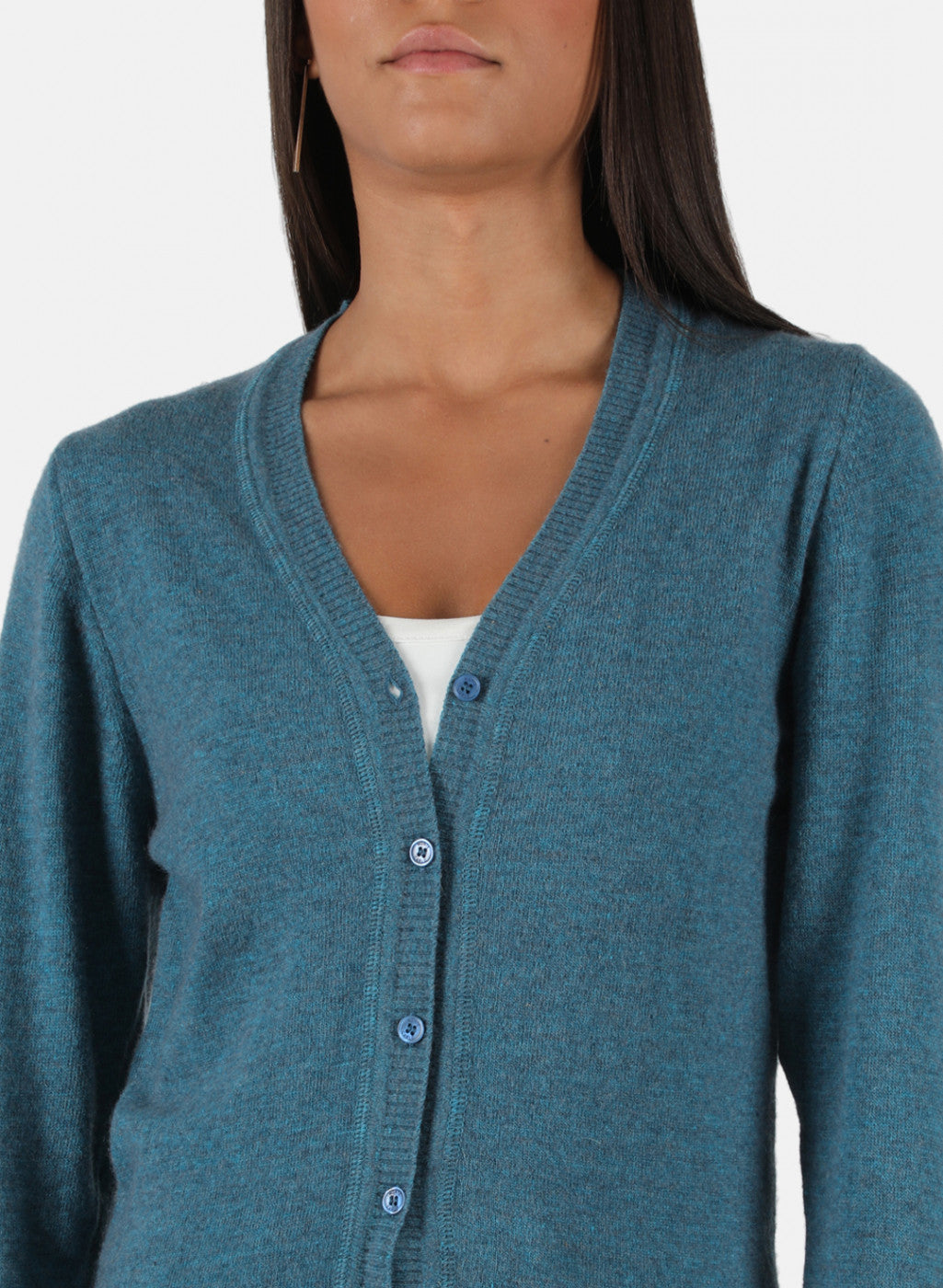 Women Teal Blue Solid Cardigan