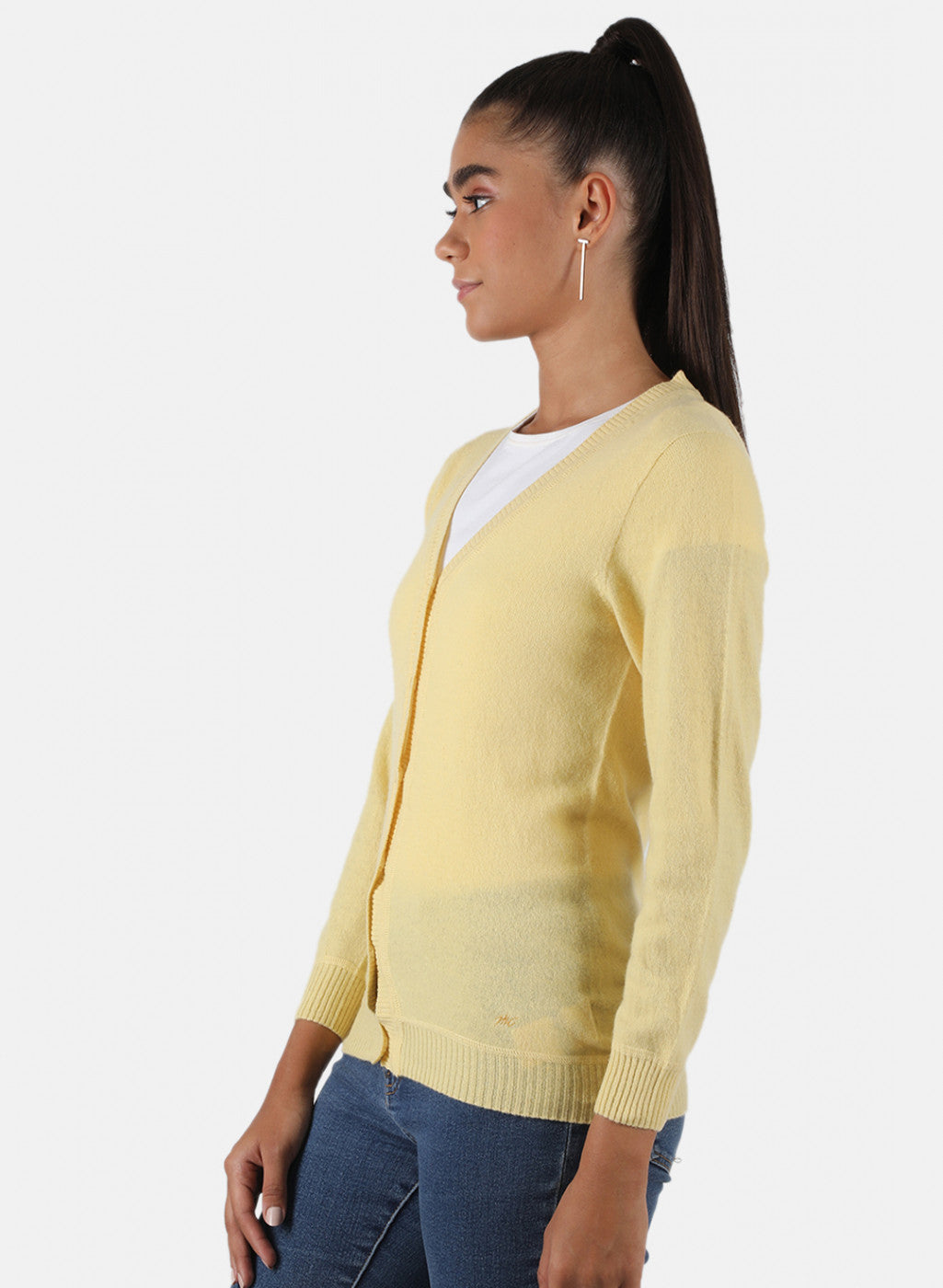 Women Yellow Solid Cardigan