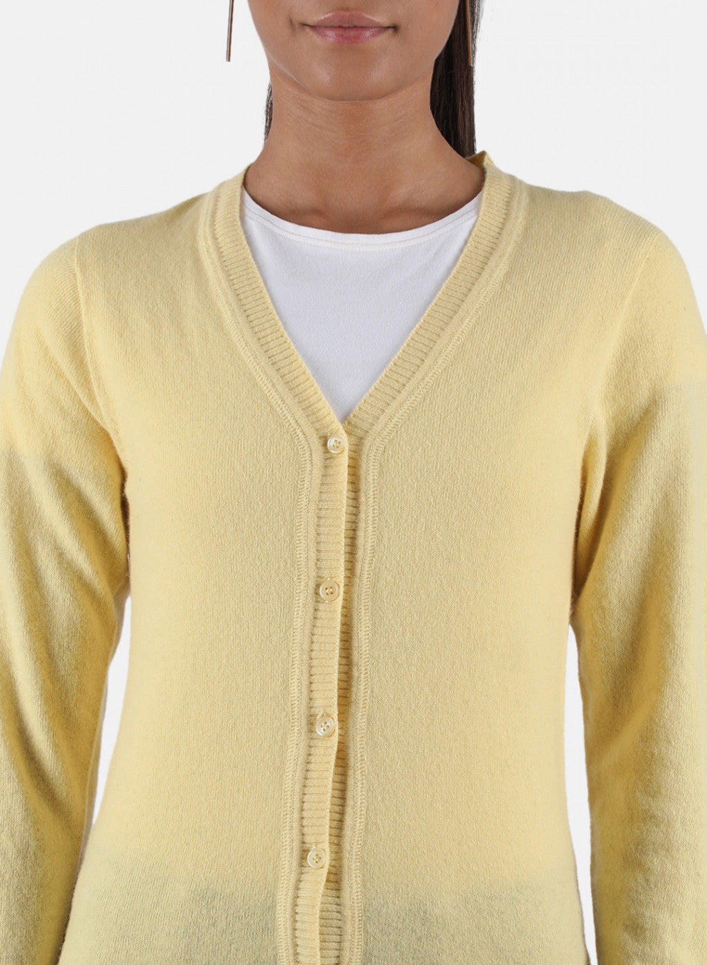 Women Yellow Solid Cardigan