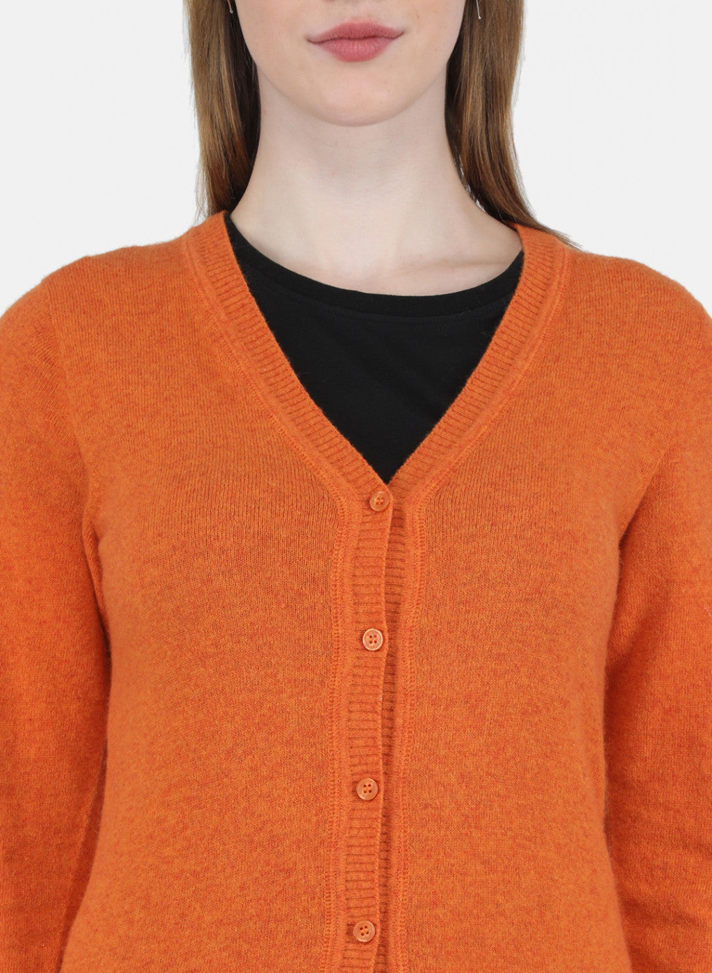 Women Orange Solid Cardigan