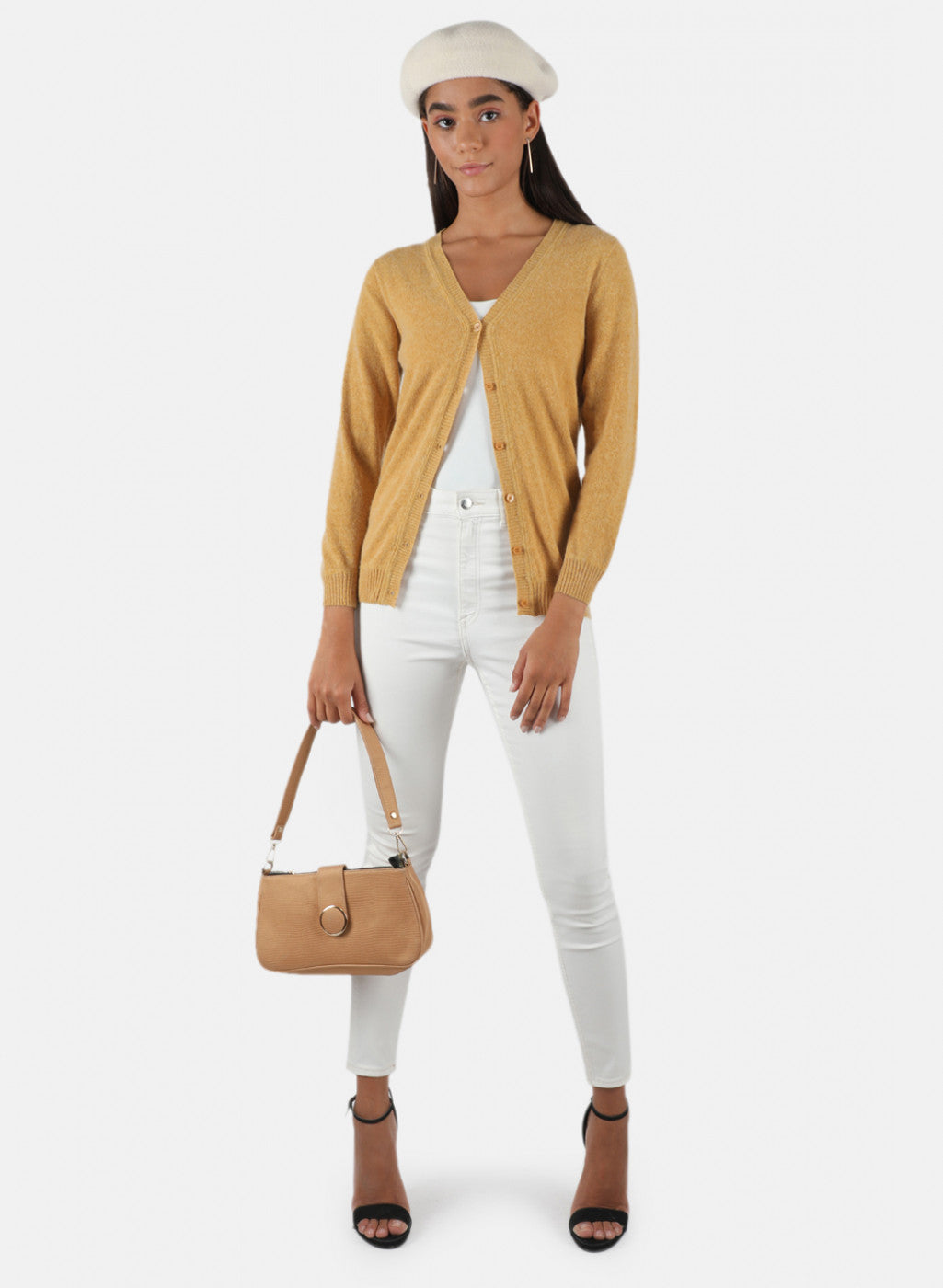 Women Mustard Solid Cardigan