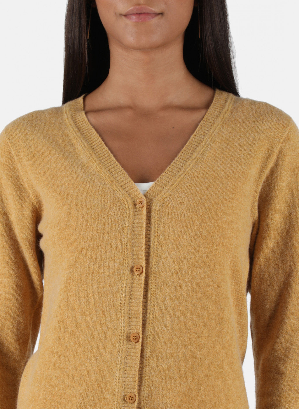 Women Mustard Solid Cardigan