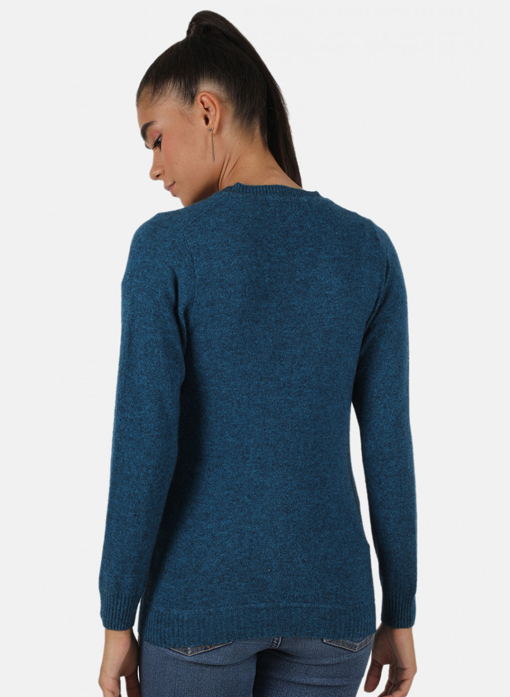 Women Blue Solid Cardigan