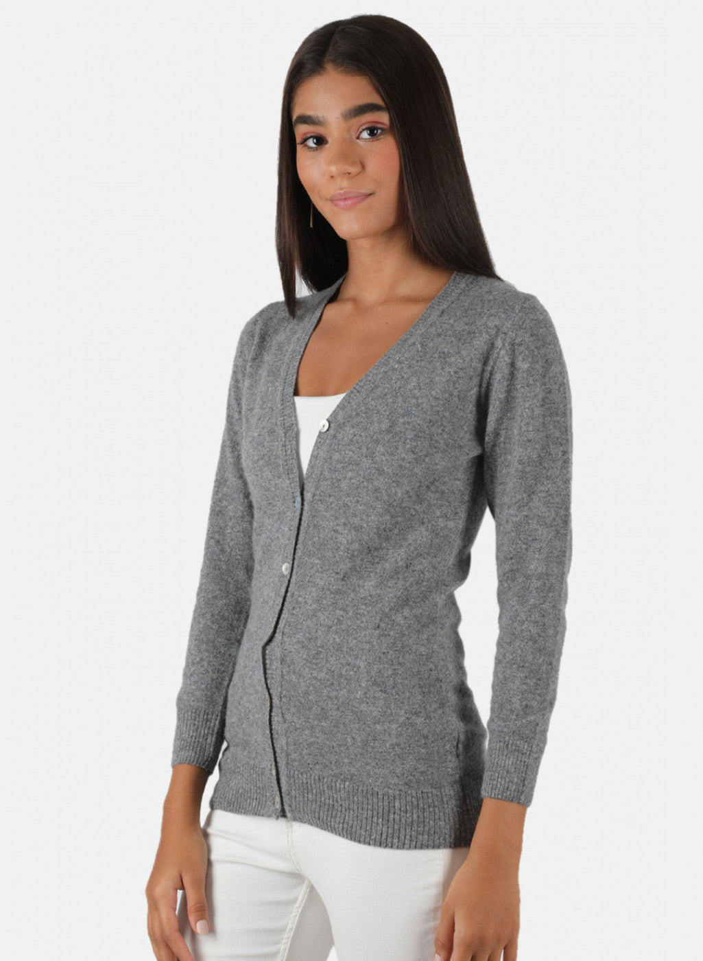 Women Grey Solid Cardigan