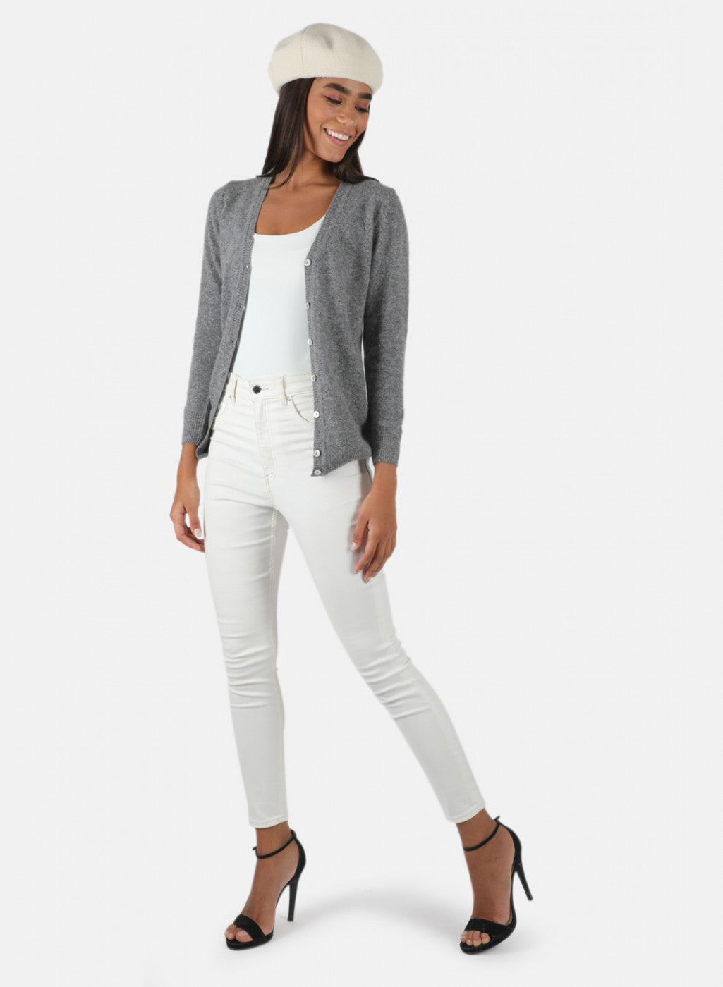 Women Grey Solid Cardigan