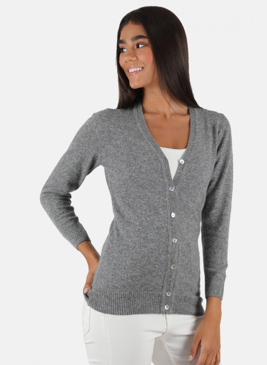 Women Grey Solid Cardigan