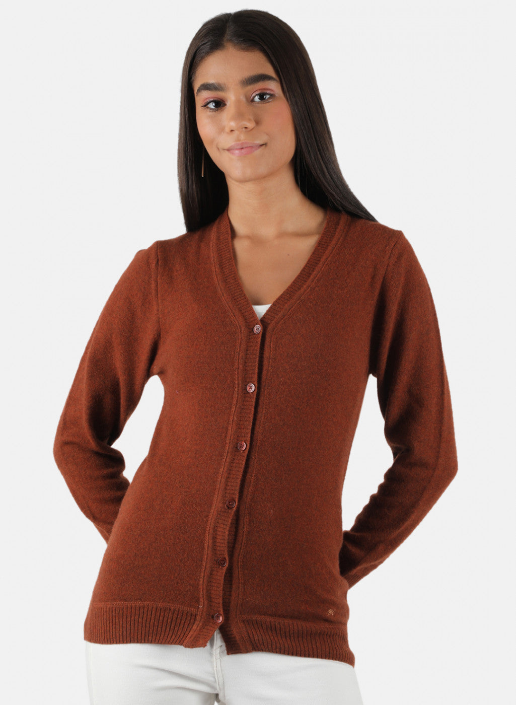 Women Brown Solid Cardigan